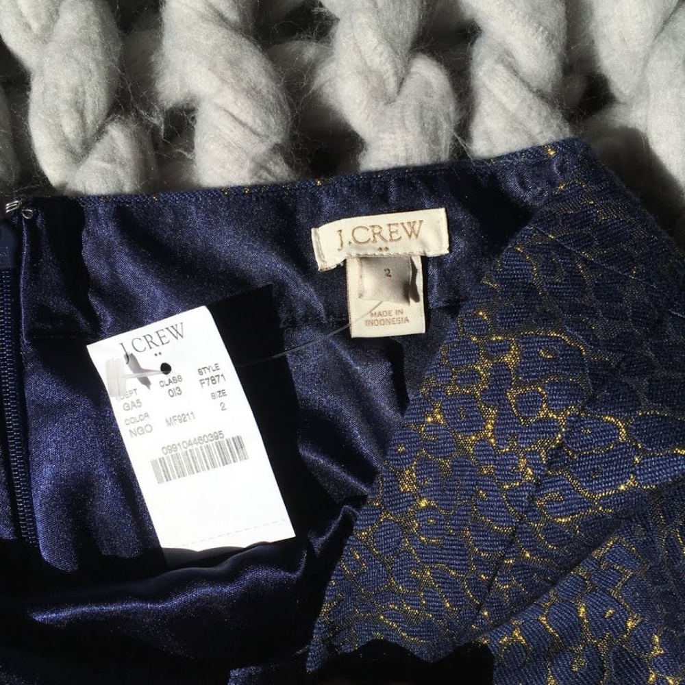 New JCrew Factory Navy Leopard Mini Skirt Size 2 - Picture 3 of 3